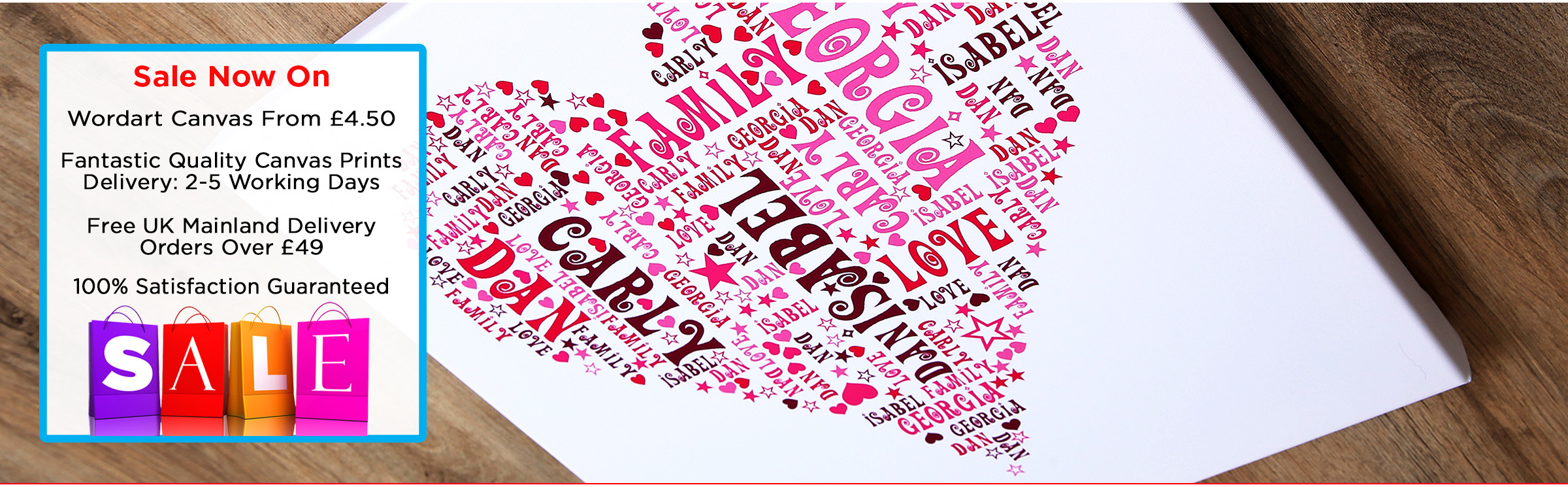 Word Art Canvas Collage & Free Delivery On Orders Over &pound;10